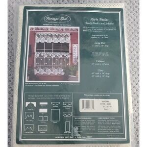 Vtg Heritage Lace Curtains Apple Basket 60x30" Tier ECRU NOS SEALED USA MADE